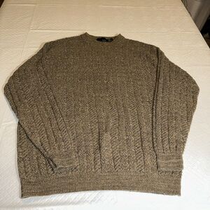Vtg Bill Blass Crew Neck Knit Ribbed Sweater Mens Size XL Brown USA Made Grandpa